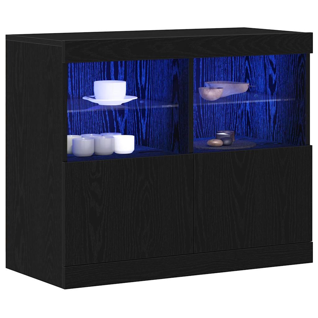 LED bufete melna 81 x 37 x 66,5 cm inženierijas koks