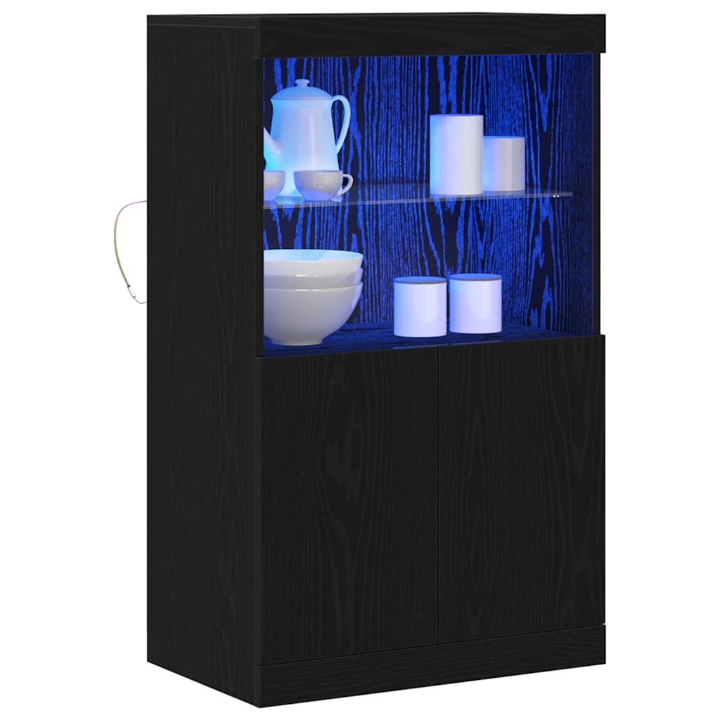 LED Bufetas Juoda 60 x 37 x 100 cm Apdirbta mediena