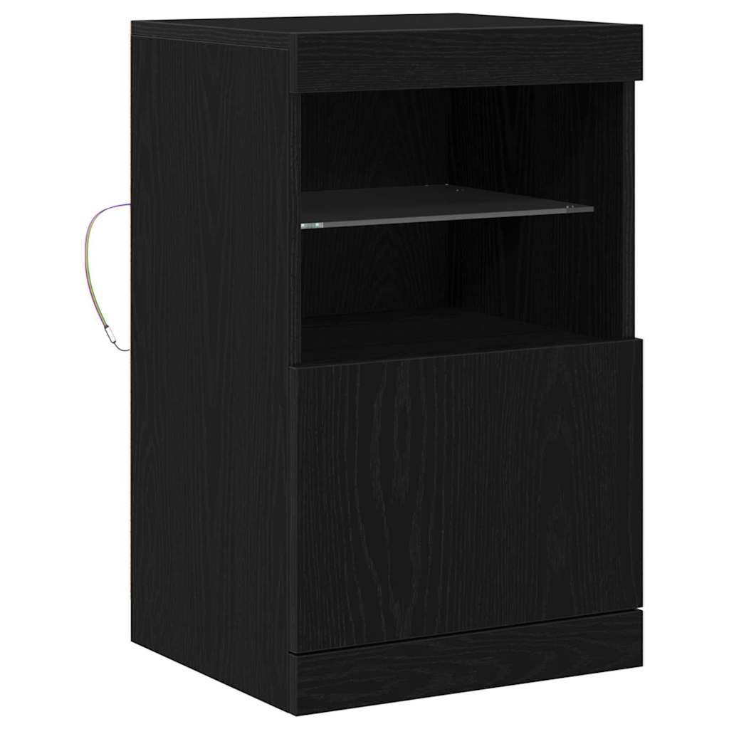 LED Bufetas Juodas ąžuolas 41 x 37 x 67 cm Apdirbta mediena