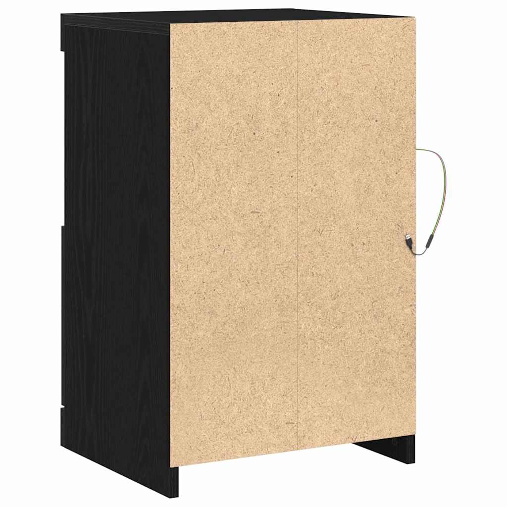 LED Bufetas Juodas ąžuolas 41 x 37 x 67 cm Apdirbta mediena