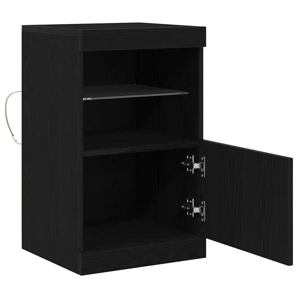 LED Bufetas Juodas ąžuolas 41 x 37 x 67 cm Apdirbta mediena