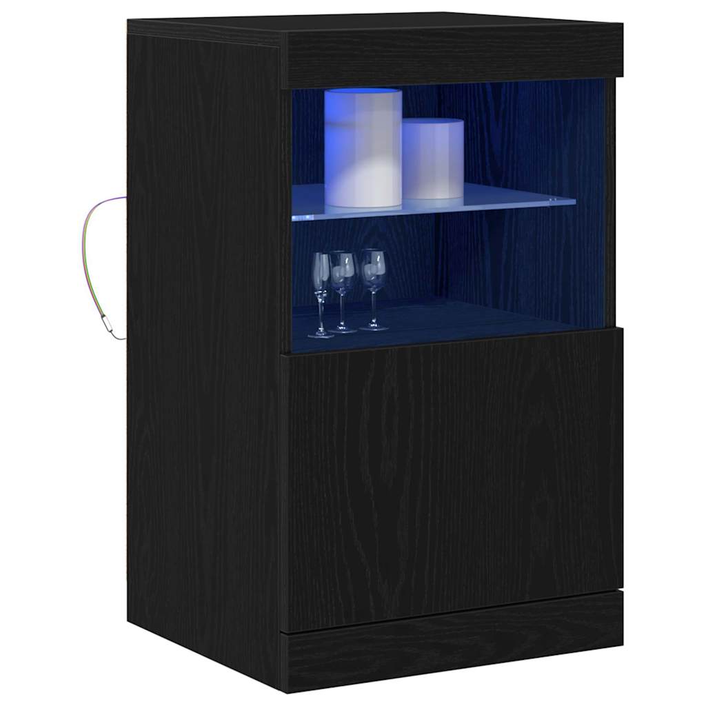 LED Bufetas Juodas ąžuolas 41 x 37 x 67 cm Apdirbta mediena