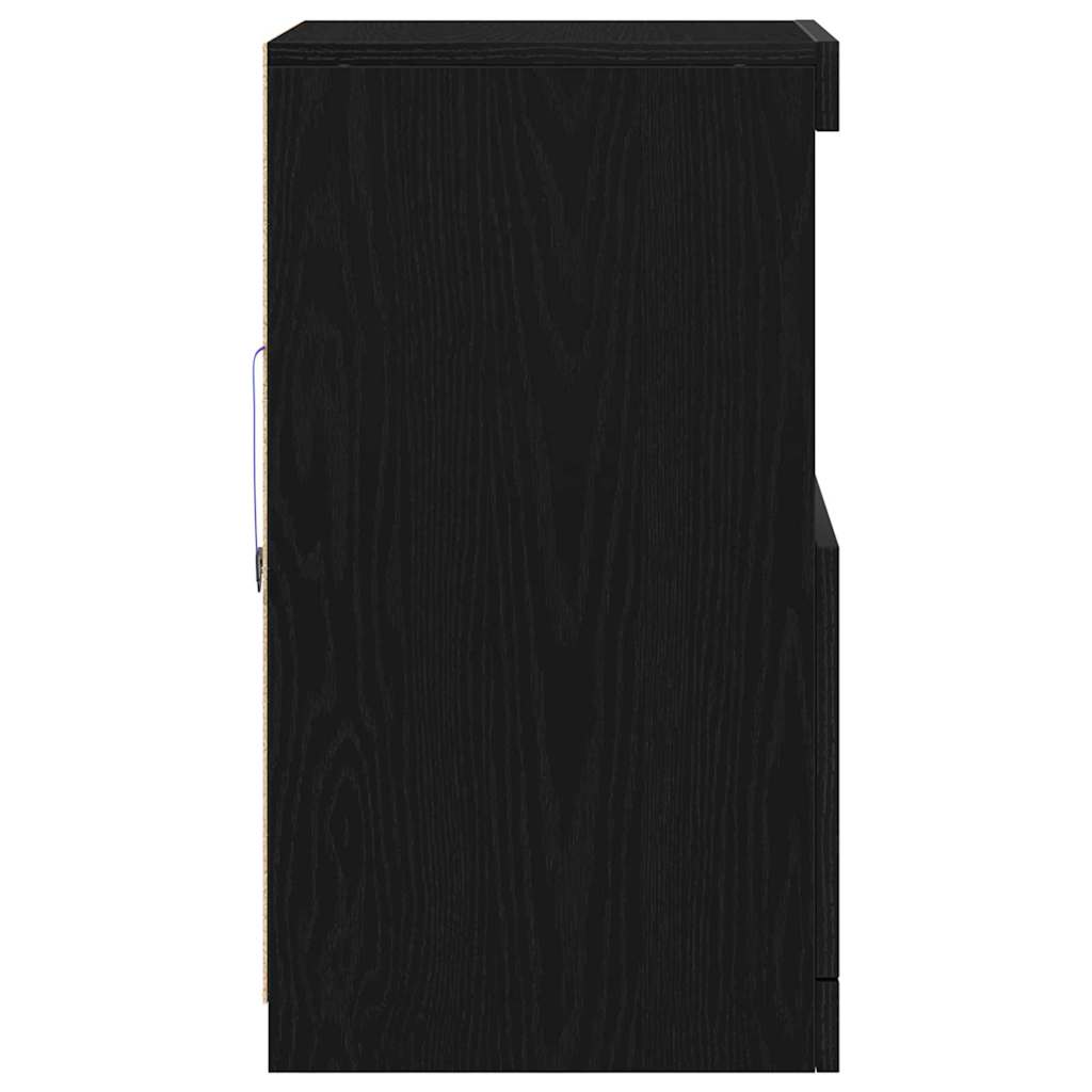 LED Bufetas Juodas ąžuolas 41 x 37 x 67 cm Apdirbta mediena