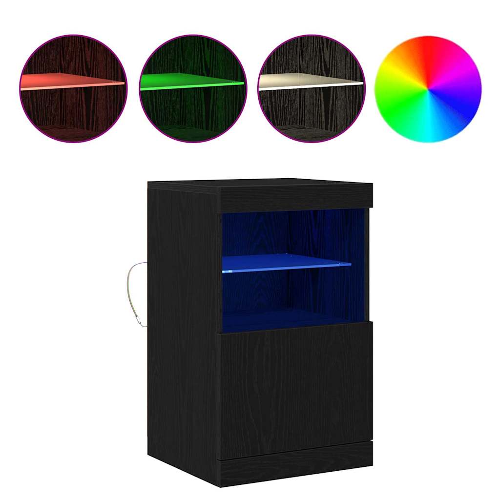 LED Bufetas Juodas ąžuolas 41 x 37 x 67 cm Apdirbta mediena