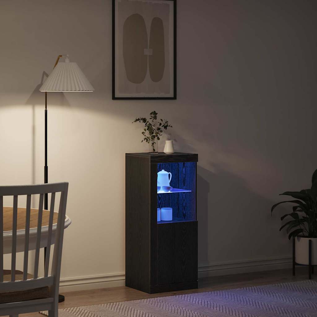 LED Bufete Melns ozols 41 x 37 x 100 cm Apstrādāta koksne