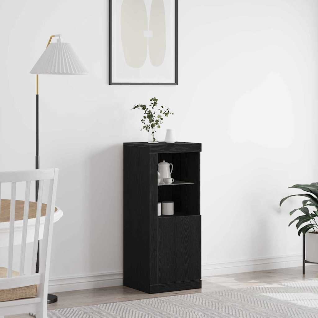 LED Bufete Melns ozols 41 x 37 x 100 cm Apstrādāta koksne