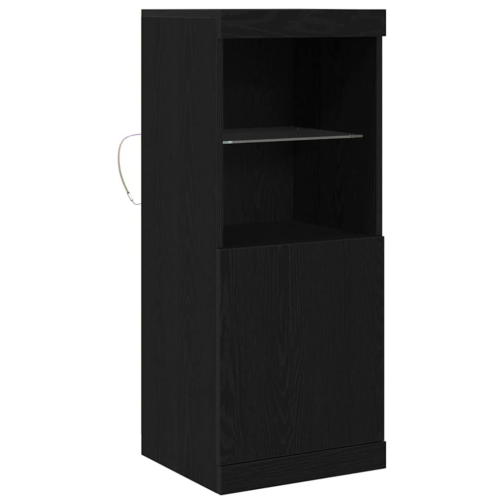 LED Bufete Melns ozols 41 x 37 x 100 cm Apstrādāta koksne