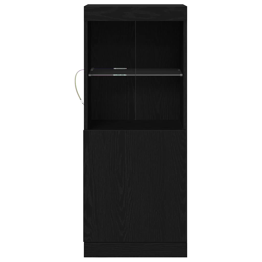 LED Bufete Melns ozols 41 x 37 x 100 cm Apstrādāta koksne
