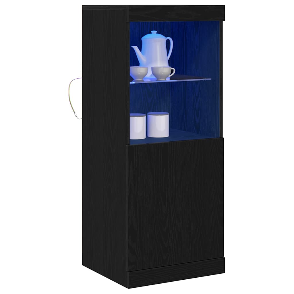 LED Bufete Melns ozols 41 x 37 x 100 cm Apstrādāta koksne