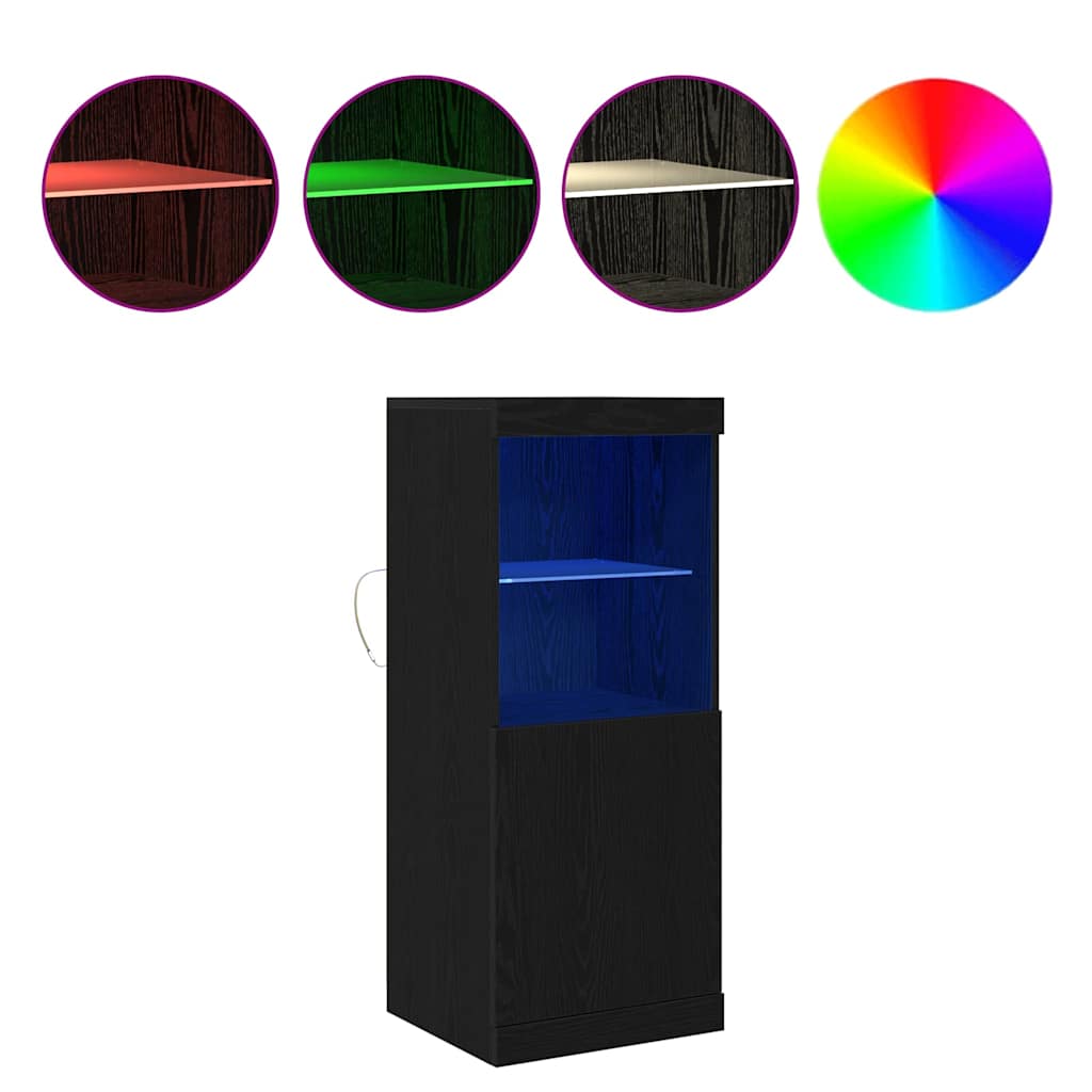 LED Bufete Melns ozols 41 x 37 x 100 cm Apstrādāta koksne