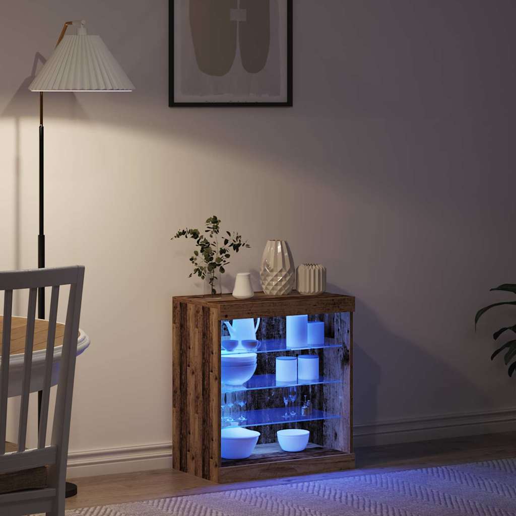LED bufete "Vecais koks" 60,5 x 37 x 67 cm apstrādāta masīvkoksne