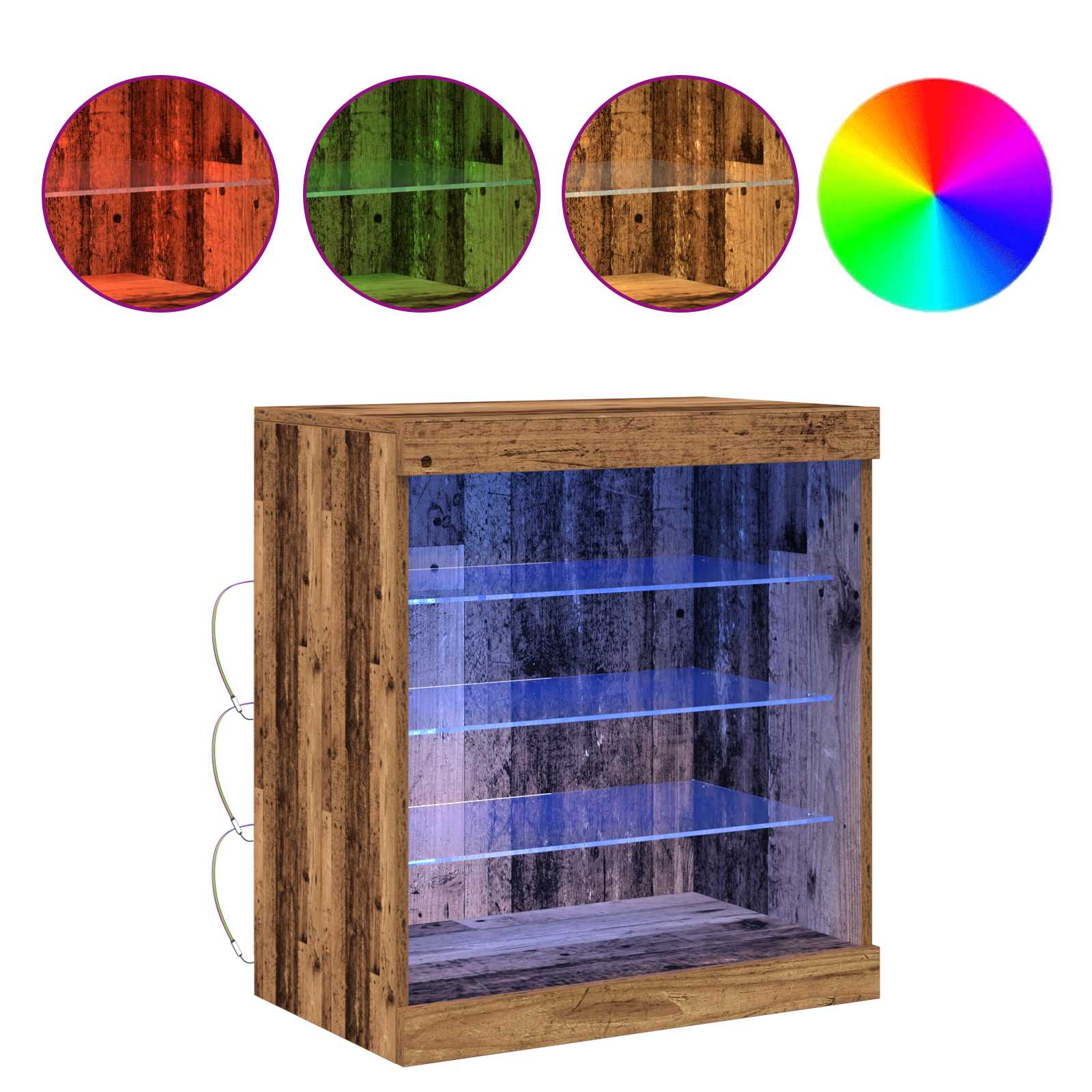 LED bufete "Vecais koks" 60,5 x 37 x 67 cm apstrādāta masīvkoksne