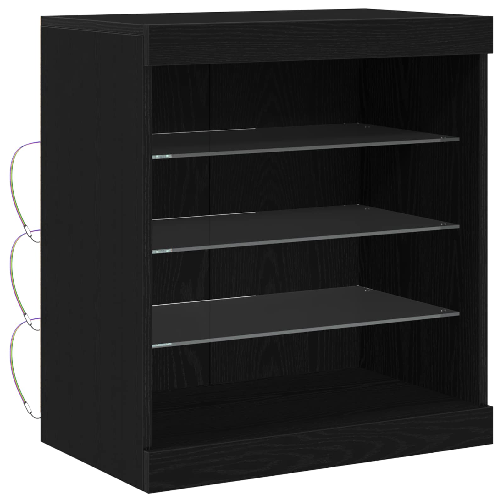 LED Bufetas Juodas ąžuolas 60,5 x 37 x 67 cm Apdirbta mediena