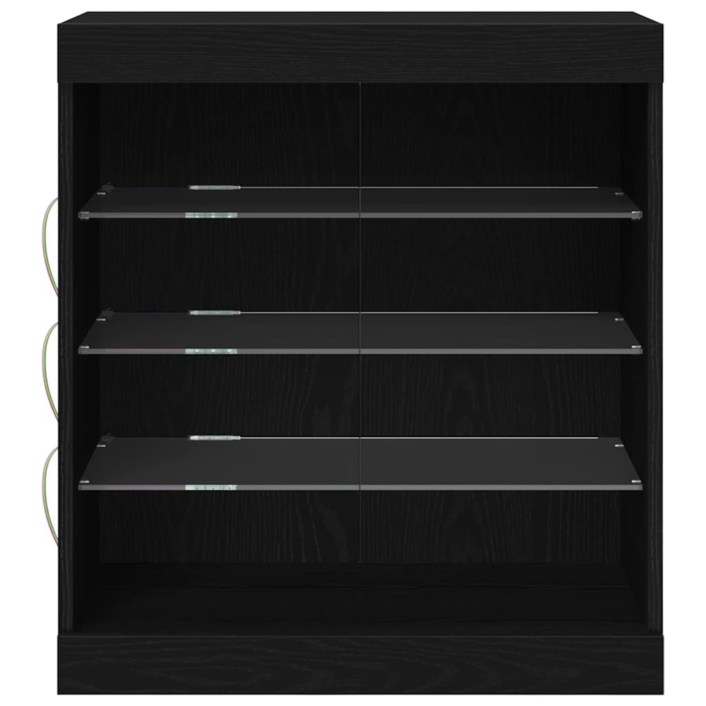LED Bufetas Juodas ąžuolas 60,5 x 37 x 67 cm Apdirbta mediena