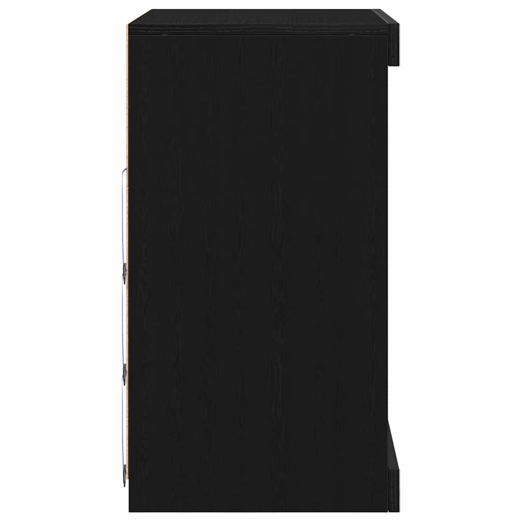 LED Bufetas Juodas ąžuolas 60,5 x 37 x 67 cm Apdirbta mediena