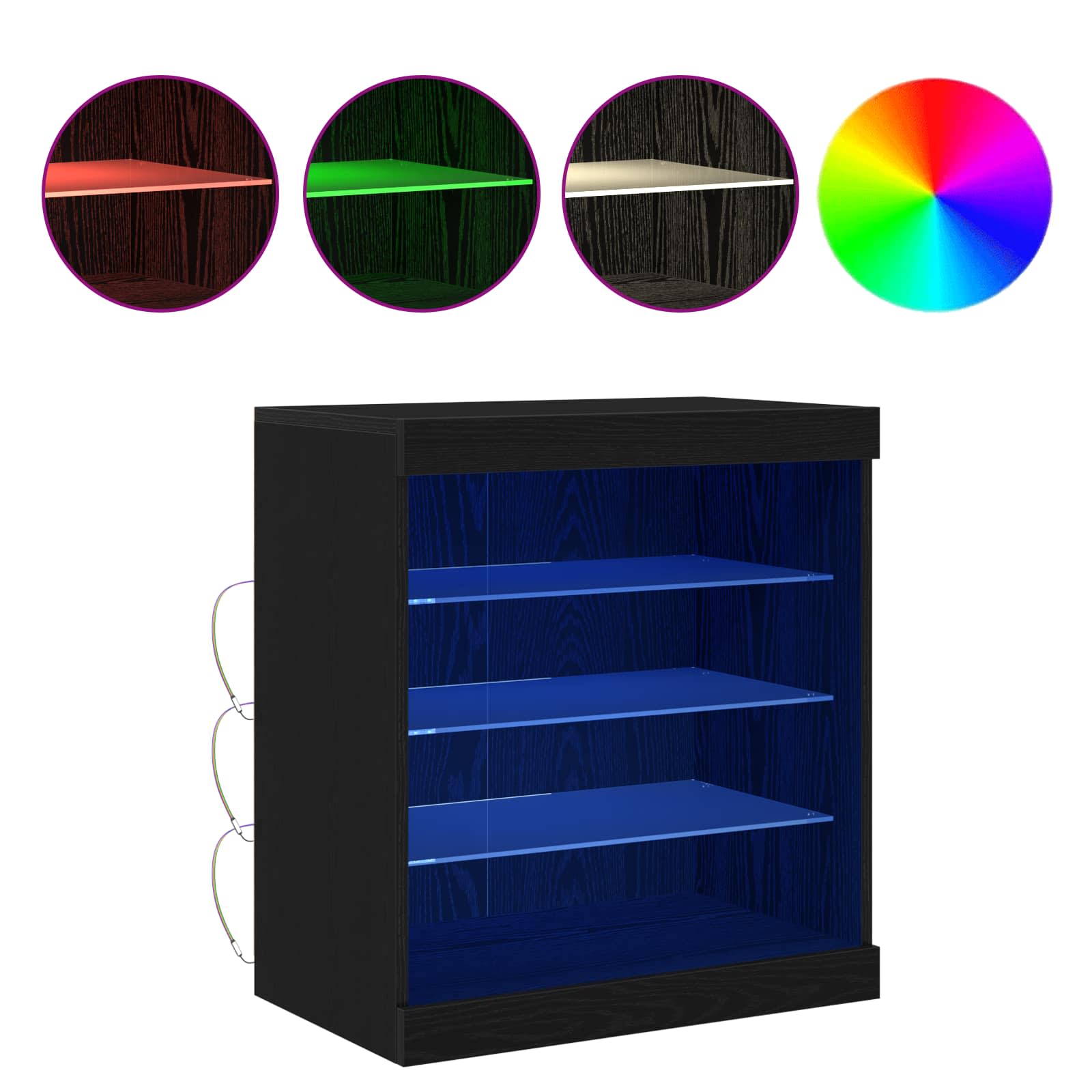 LED Bufetas Juodas ąžuolas 60,5 x 37 x 67 cm Apdirbta mediena