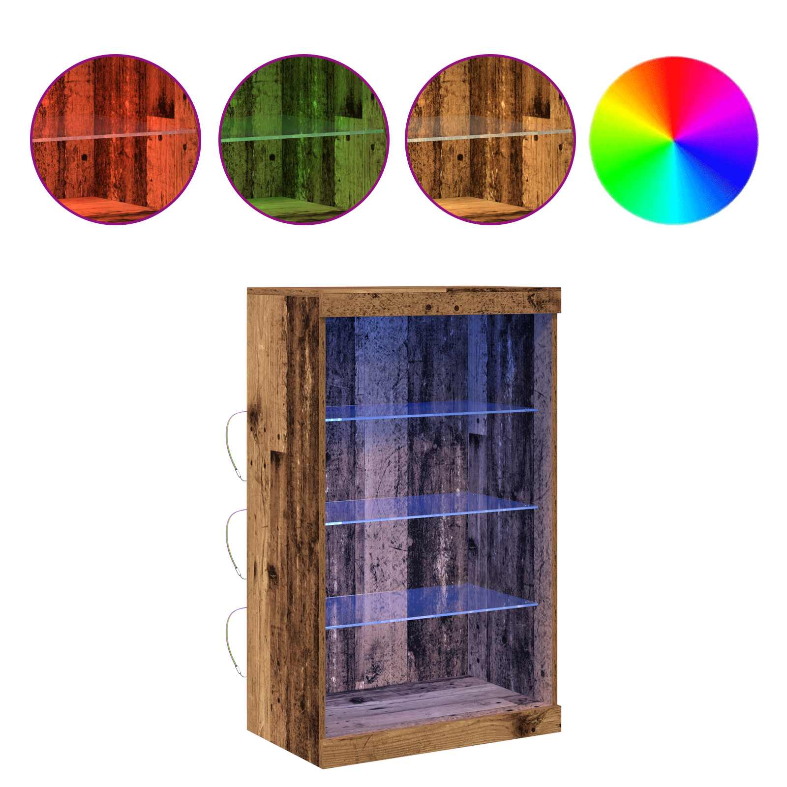 LED Bufetas Senas medis 60,5 x 37 x 100 cm Apdirbta mediena