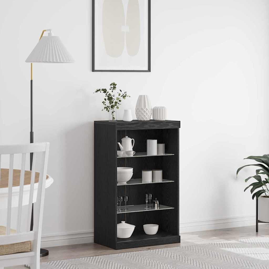 LED Sideboard Black oak 60.5x37x100 cm Engineered wood