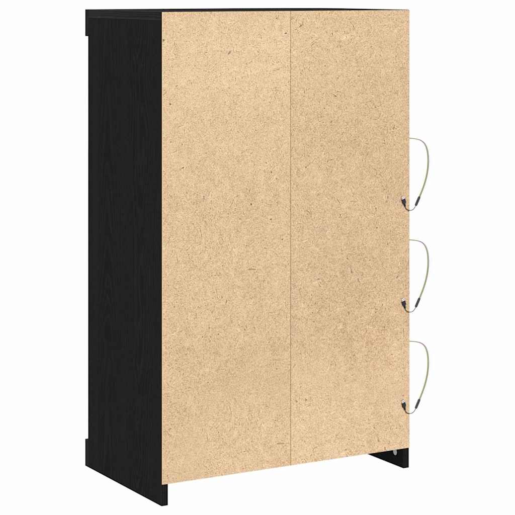 LED Sideboard Black oak 60.5x37x100 cm Engineered wood
