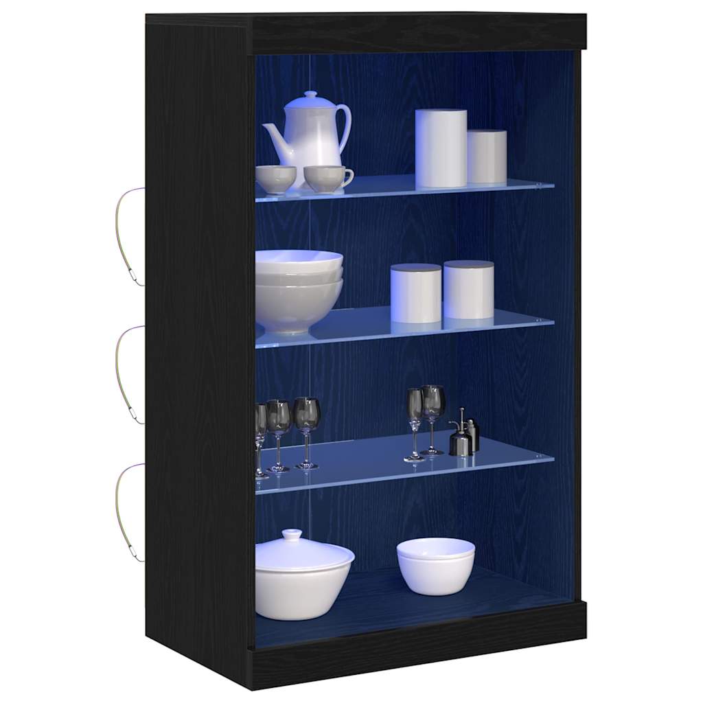 LED Sideboard Black oak 60.5x37x100 cm Engineered wood