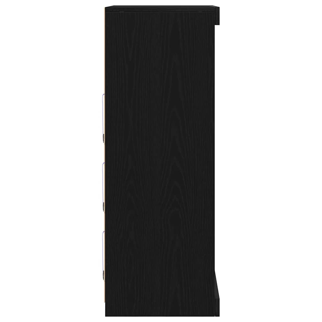 LED Sideboard Black oak 60.5x37x100 cm Engineered wood