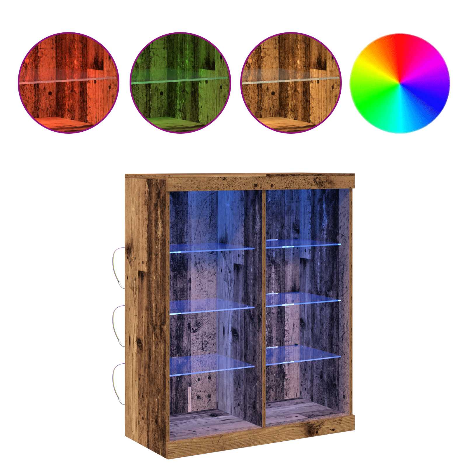 LED bufete Vecs koks 41 x 37 x 100 cm Apstrādāta koksne