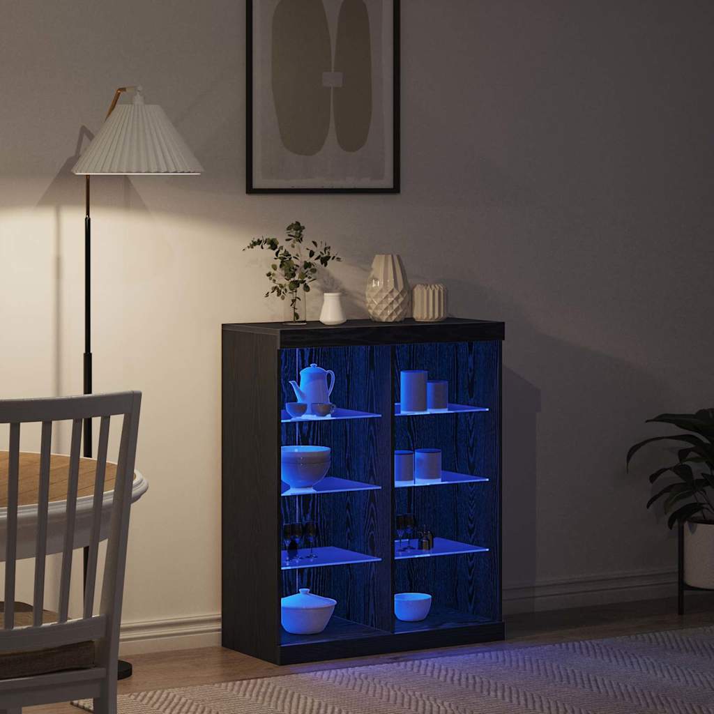 LED Bufete Melns ozols 41 x 37 x 100 cm Apstrādāta koksne