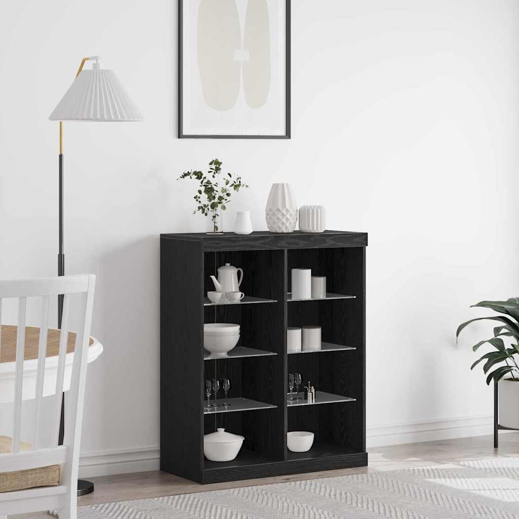LED Bufete Melns ozols 41 x 37 x 100 cm Apstrādāta koksne