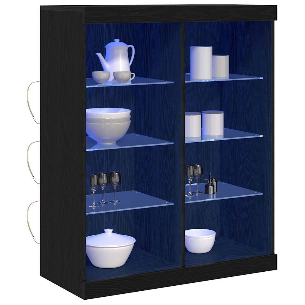 LED Bufete Melns ozols 41 x 37 x 100 cm Apstrādāta koksne