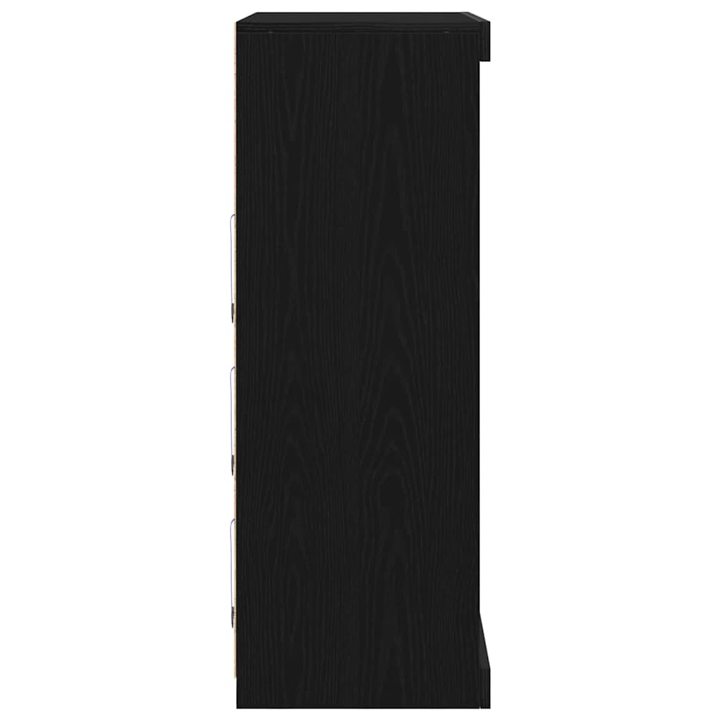 LED Bufete Melns ozols 41 x 37 x 100 cm Apstrādāta koksne
