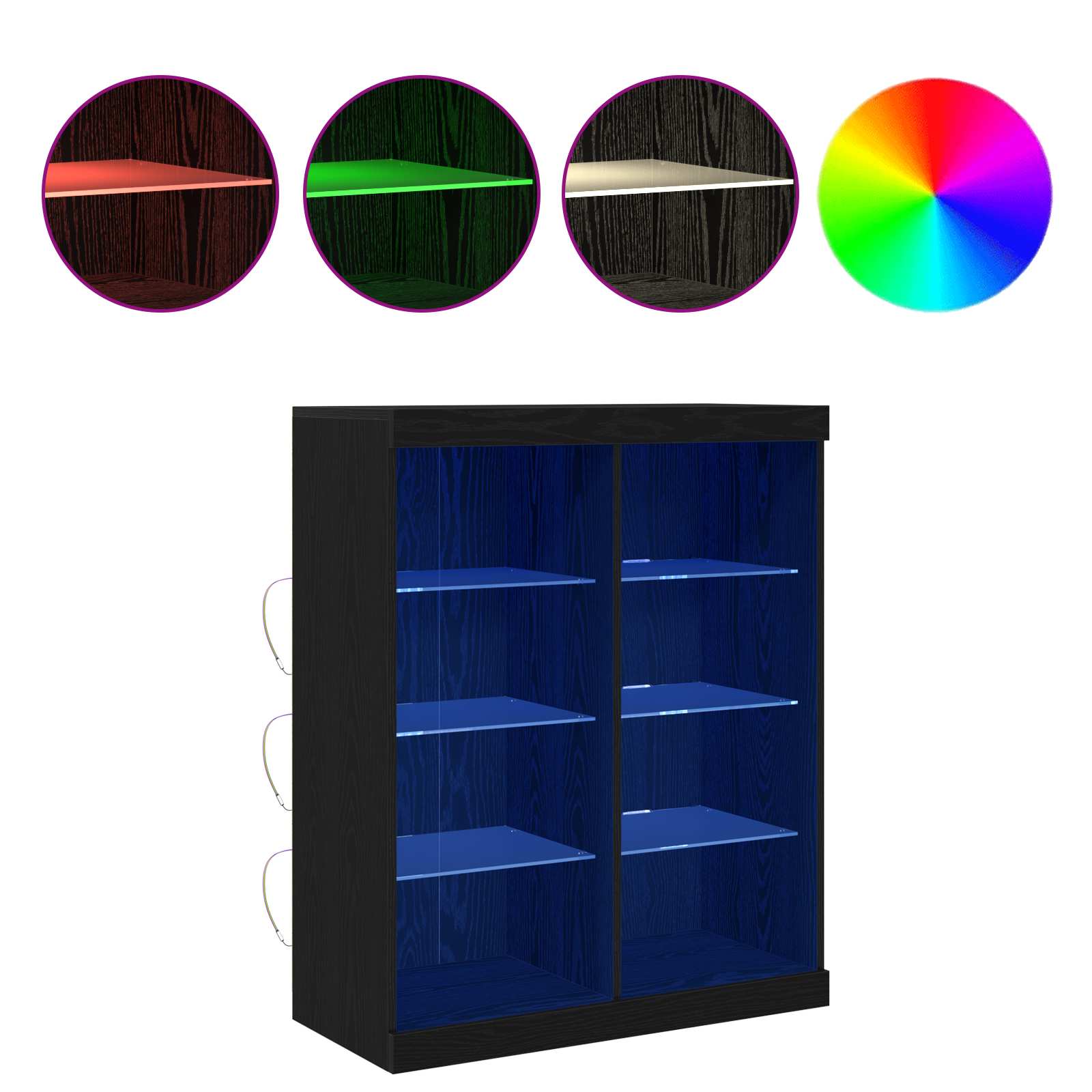 LED Bufete Melns ozols 41 x 37 x 100 cm Apstrādāta koksne