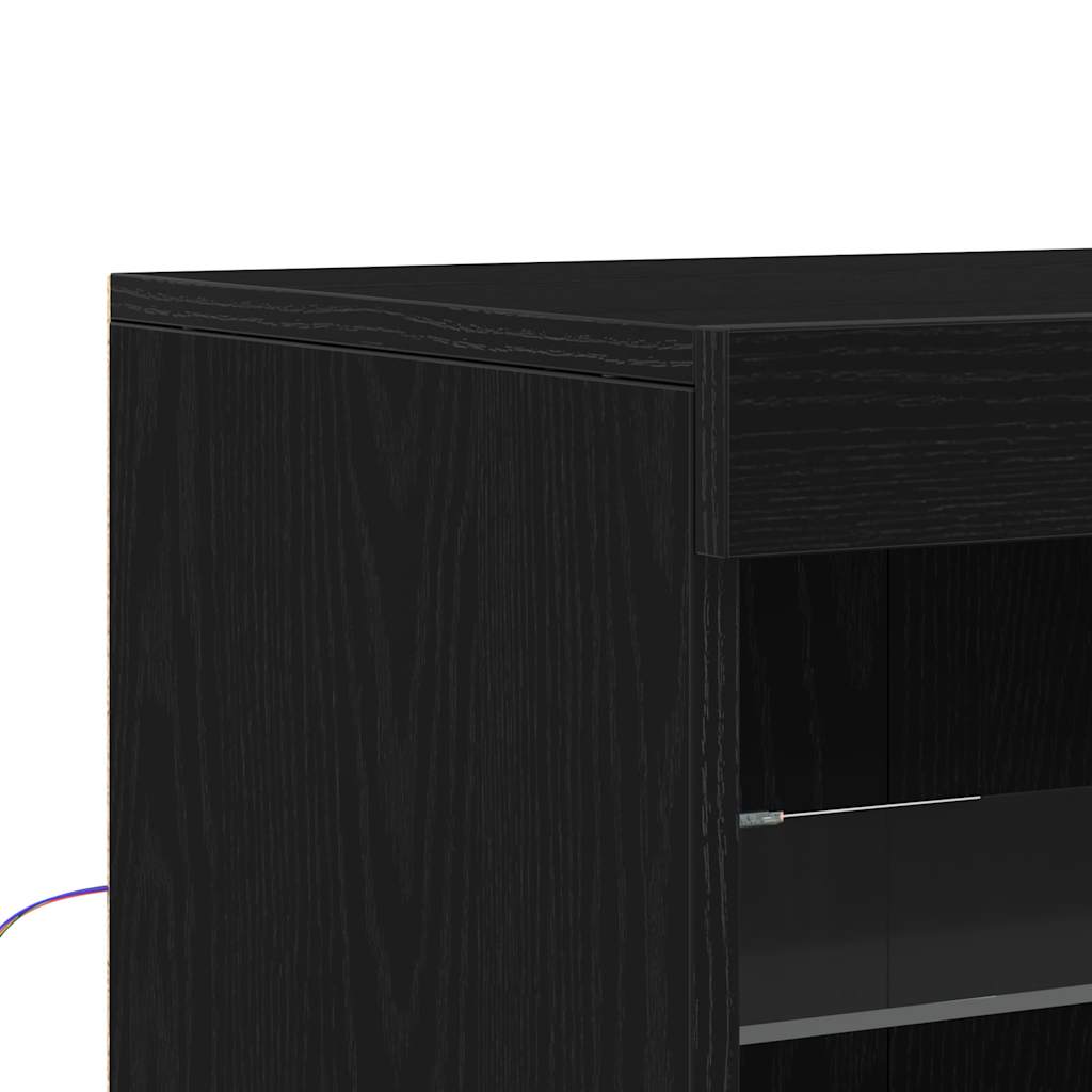 Juodas ąžuolo puslankis su LED apšvietimu 41x37x67 cm