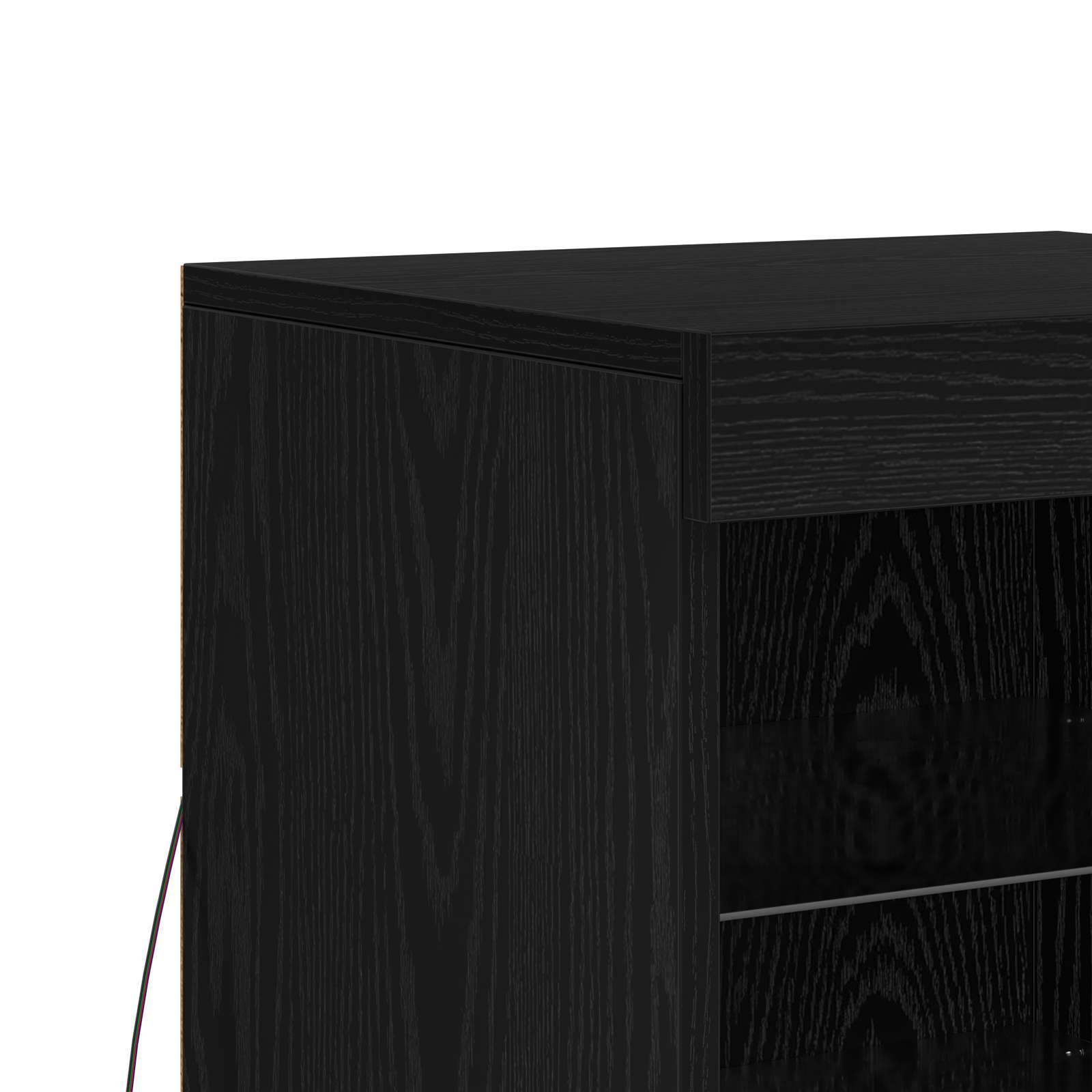 LED Bufetas Juodas ąžuolas 41 x 37 x 67 cm Apdirbta mediena