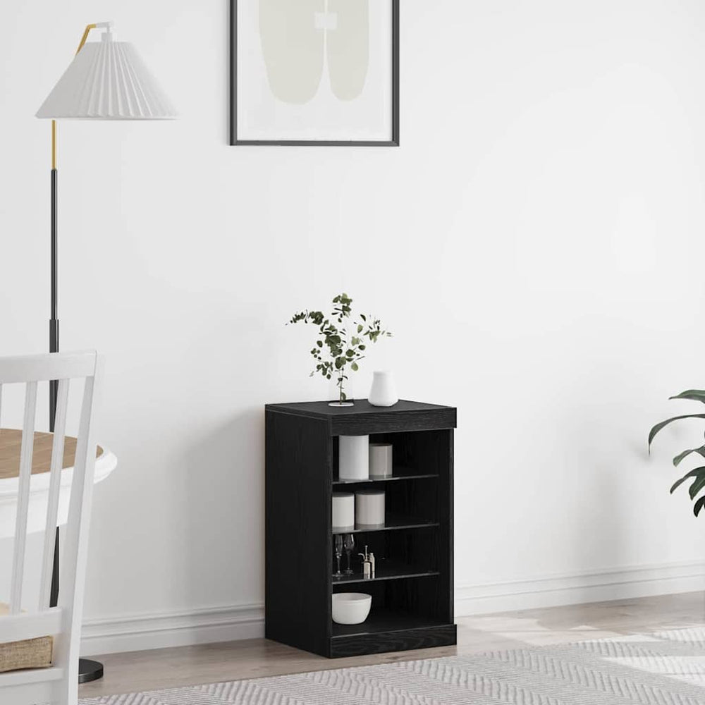 Juodas ąžuolo puslankis su LED apšvietimu 41x37x67 cm