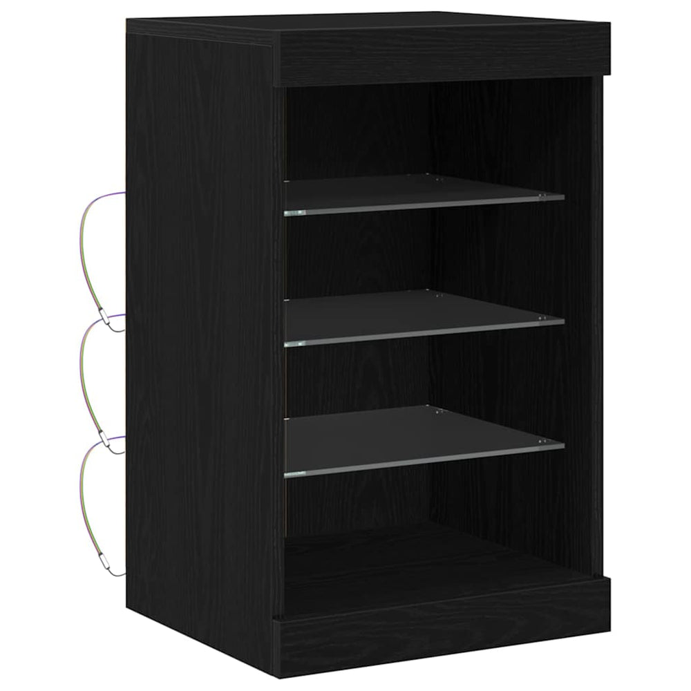 Juodas ąžuolo puslankis su LED apšvietimu 41x37x67 cm