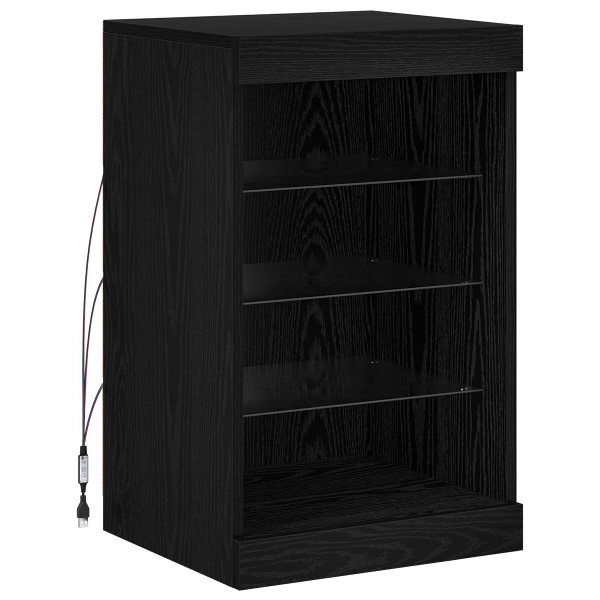 LED Bufetas Juodas ąžuolas 41 x 37 x 67 cm Apdirbta mediena