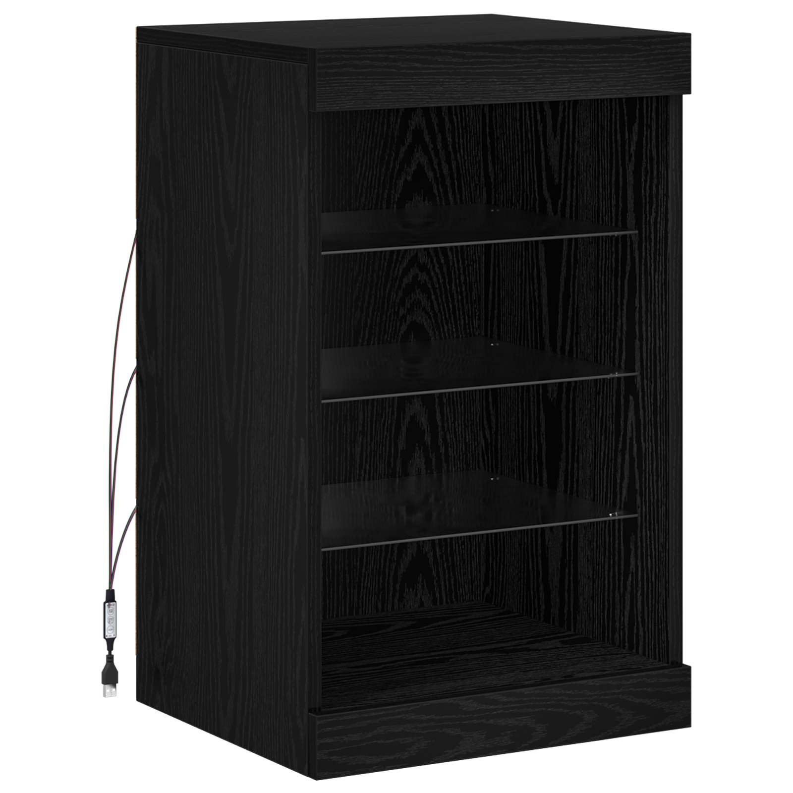 LED Bufetas Juodas ąžuolas 41 x 37 x 67 cm Apdirbta mediena