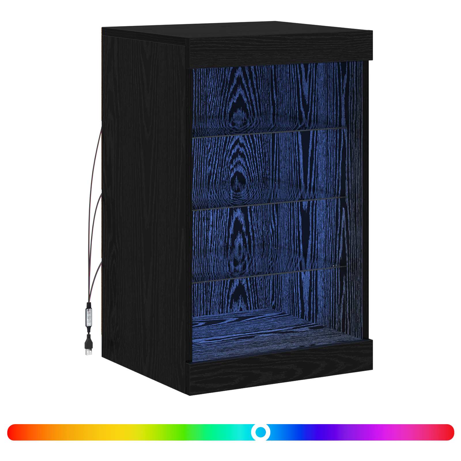 LED Bufetas Juodas ąžuolas 41 x 37 x 67 cm Apdirbta mediena