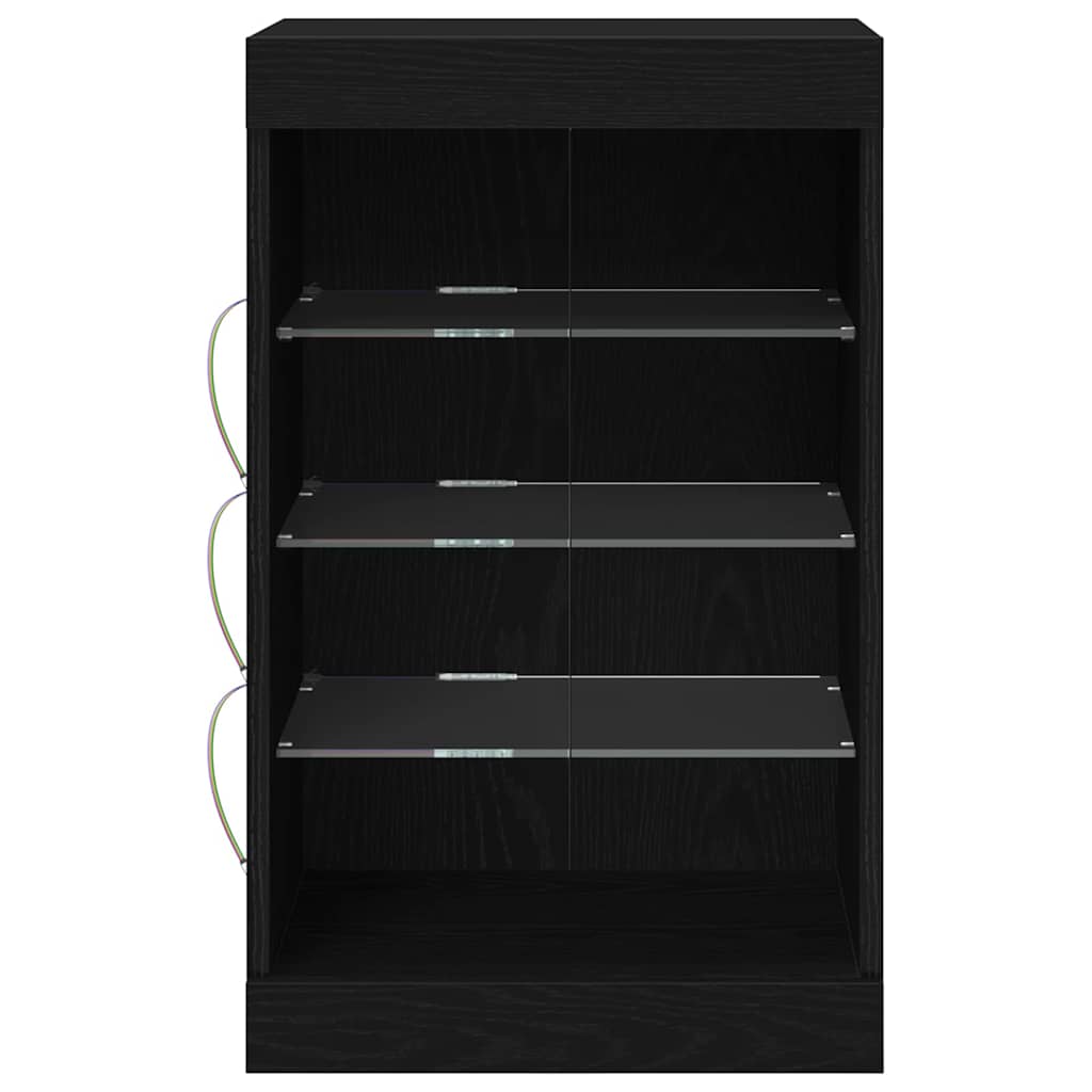 Juodas ąžuolo puslankis su LED apšvietimu 41x37x67 cm