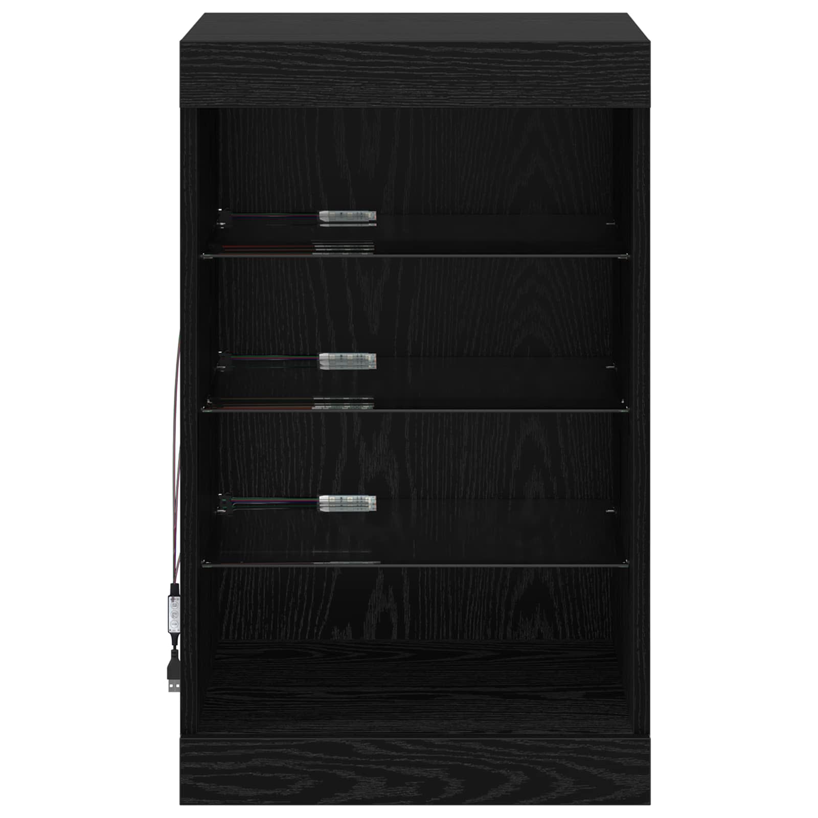 LED Bufetas Juodas ąžuolas 41 x 37 x 67 cm Apdirbta mediena