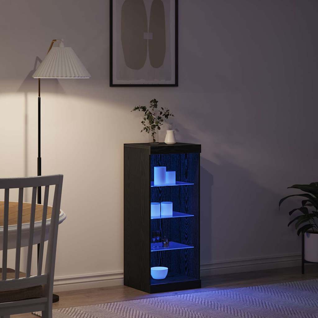 LED Bufete Melns ozols 41 x 37 x 100 cm Apstrādāta koksne