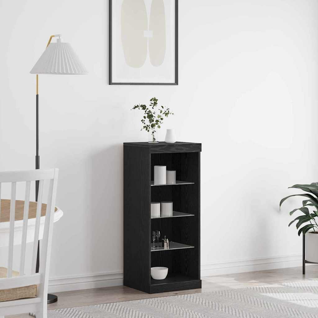 LED Bufete Melns ozols 41 x 37 x 100 cm Apstrādāta koksne