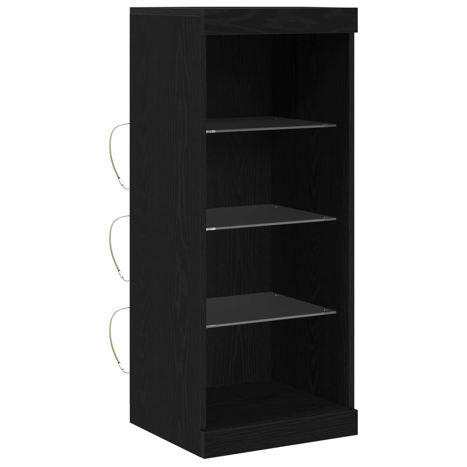 LED Bufete Melns ozols 41 x 37 x 100 cm Apstrādāta koksne
