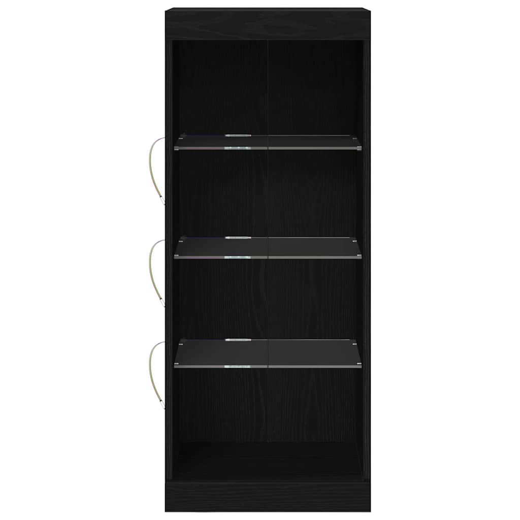LED Bufete Melns ozols 41 x 37 x 100 cm Apstrādāta koksne