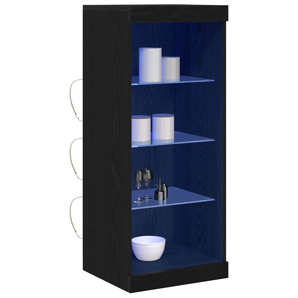 LED Bufete Melns ozols 41 x 37 x 100 cm Apstrādāta koksne