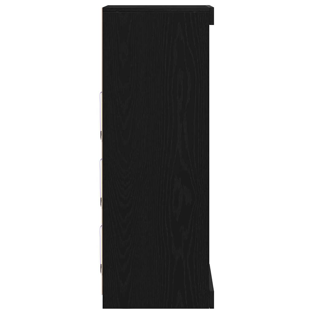LED Bufete Melns ozols 41 x 37 x 100 cm Apstrādāta koksne