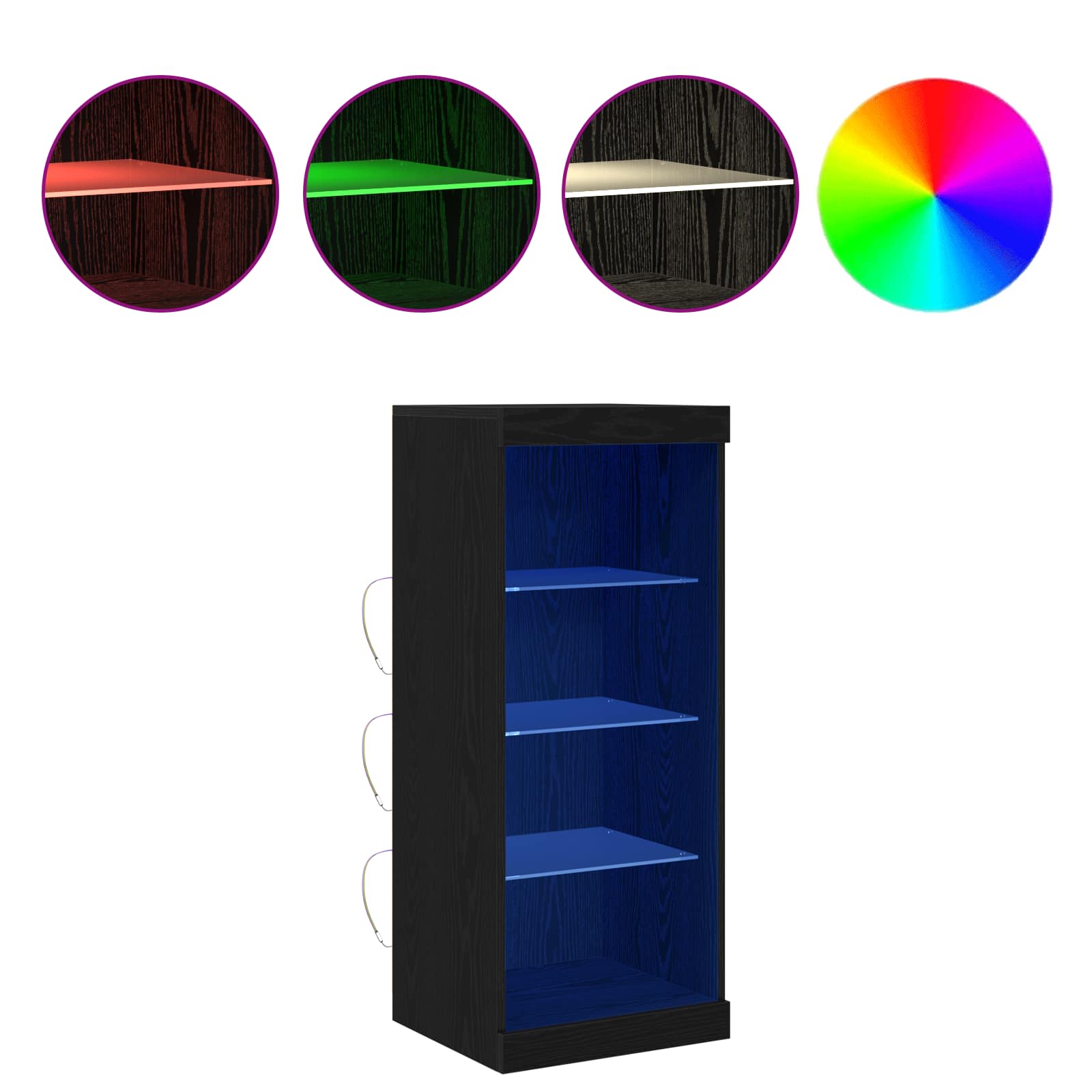 LED Bufete Melns ozols 41 x 37 x 100 cm Apstrādāta koksne