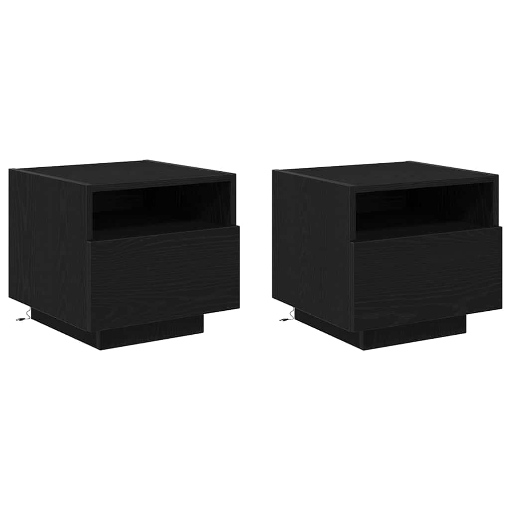 Bedside cabinet 2 pcs Black oak 40 x 39 x 37 cm