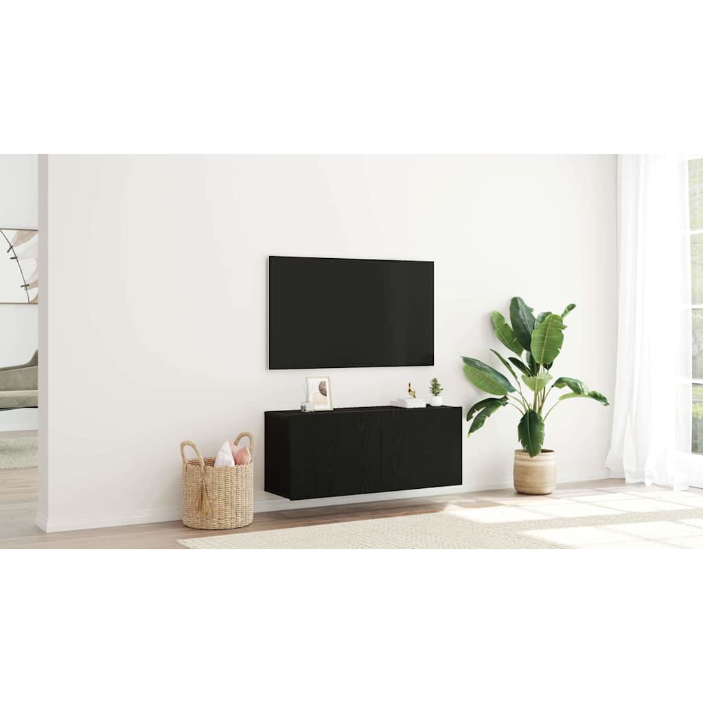 TV spintelių komplektas Juodas ąžuolas 100 x 30 x 41 cm