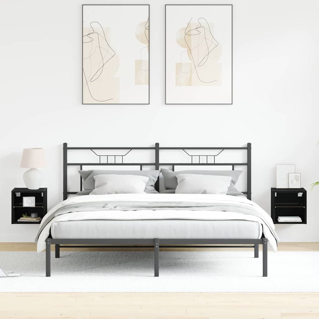 LED Side Table with Black Finished Wood
